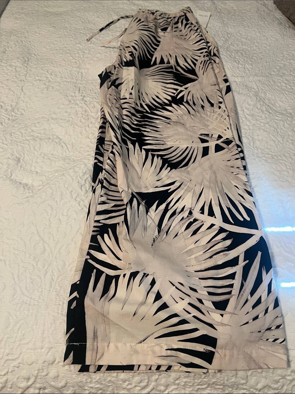 Tropical Print  wide leg pant in Black & Beige